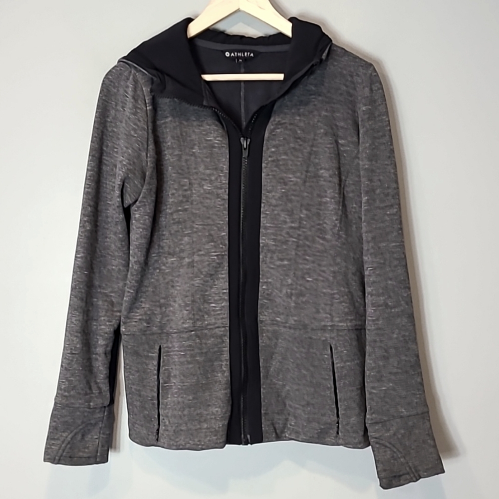 Athleta Fitted‎ Victory Hoodie Jacket Size Medium Active Comfy Running Fall